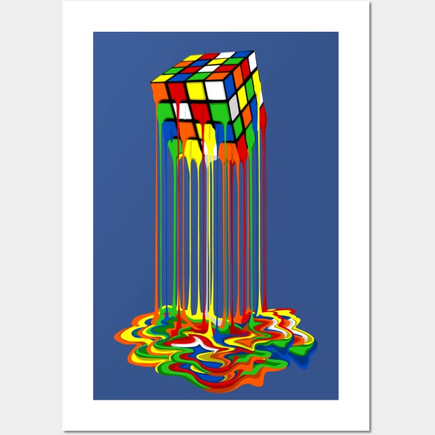 Rainbow Abstraction melted rubix cube Wall Art by Dezigner007